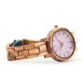 OEM Custom wood watch women wooden wrist watch analog quartz lady wristwatch